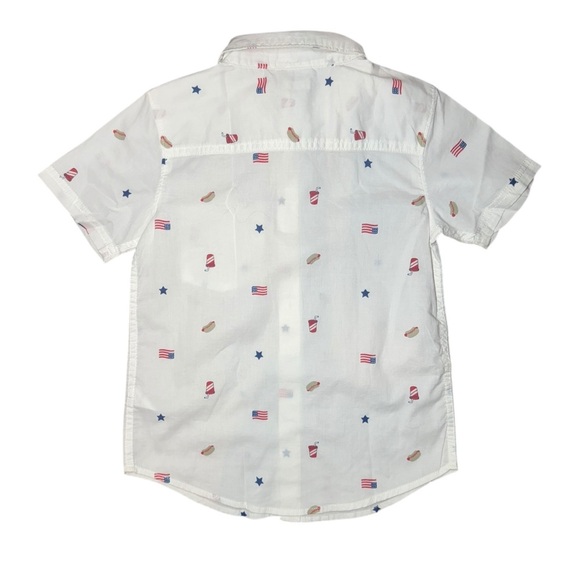 NEW Carter's Boys Casual American Button Up with Flag Vacation BBQ Summer Shirt - Picture 4 of 5